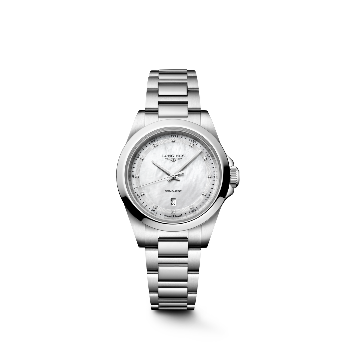 Longines Conquest 30 MM Stainless Steel White Dial Quartz Watch L33504876