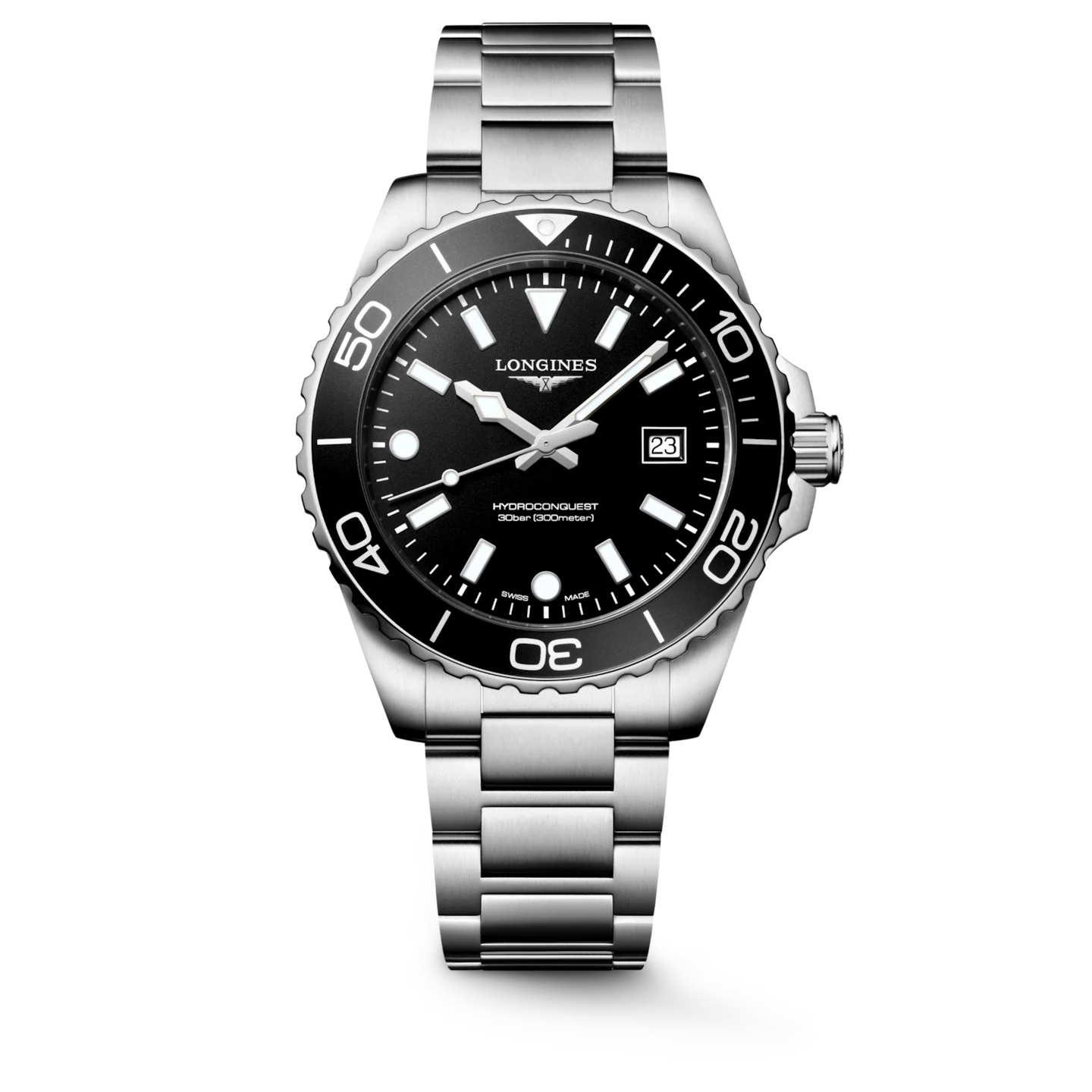 Longines Hydroconquest 42 MM Quartz SS Black Sandblasted Dial Watch L37694566