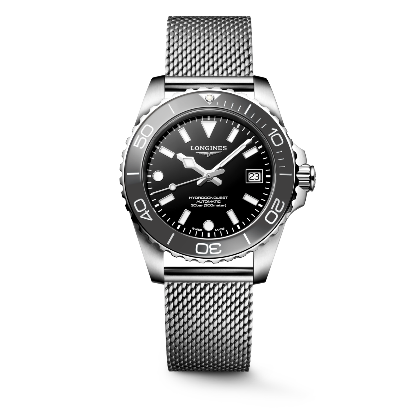 Longines Hydroconquest 39 MM Automatic SS Black Lacquered Dial Watch L37794706