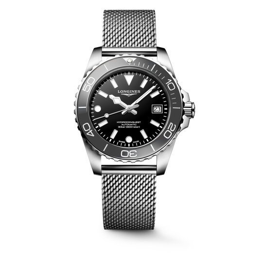 Longines Hydroconquest 39 MM Automatic SS Black Lacquered Dial Watch L37794706