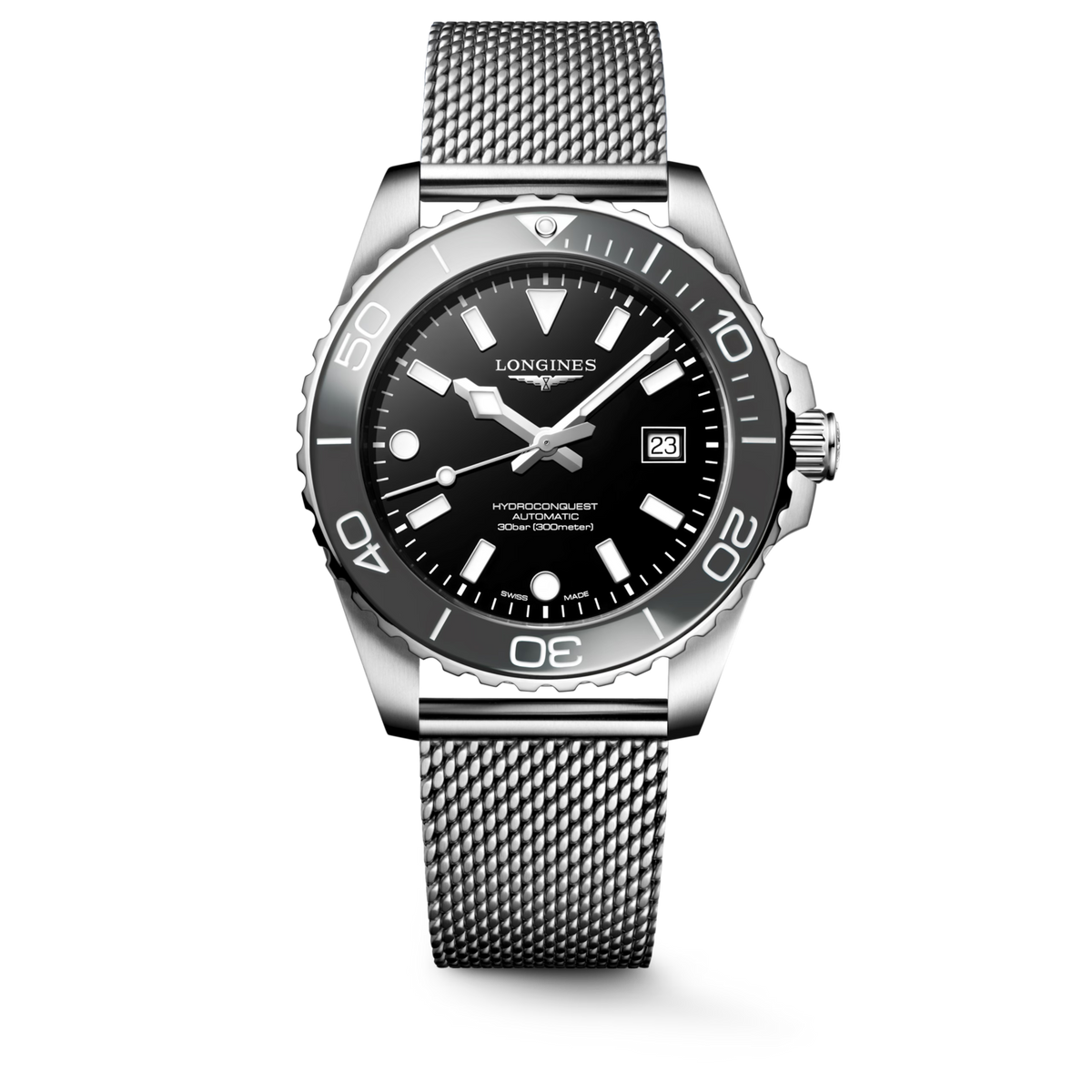 Longines Hydroconquest 42 MM Stainless Steel and ceramic Bezel Black Dial Automatic Watch L37884706