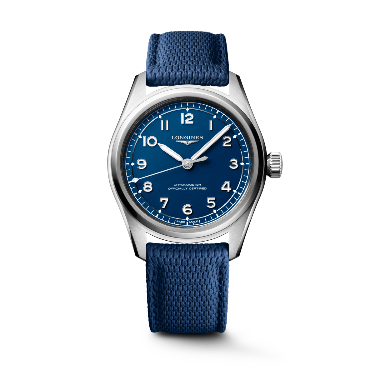 Longines Spirit Pilot L38094939 - 39mm stainless steel, blue matt dial, rubber strap