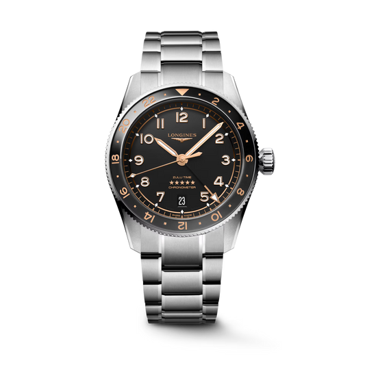 Longines Spirit Zulu Time Automatic 39 MM SS Black Matt Dial Watch L38024506