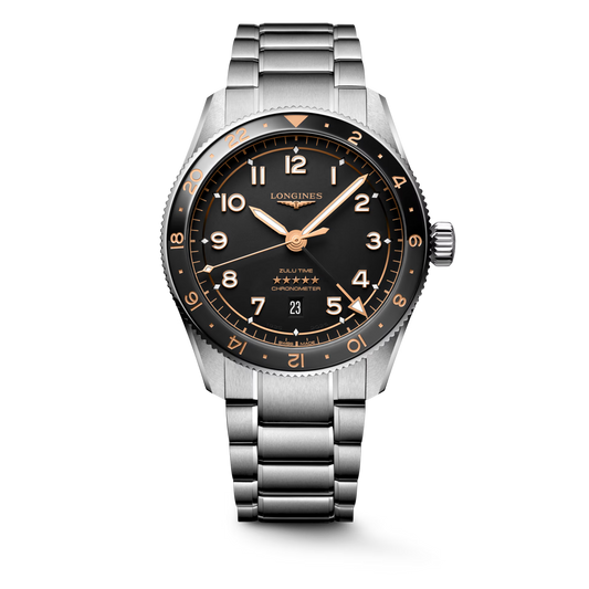*PRE-ORDER* Longines Spirit Zulu Time Automatic 42 MM Stainless Steel And Ceramic Bezel Watch L38124506
