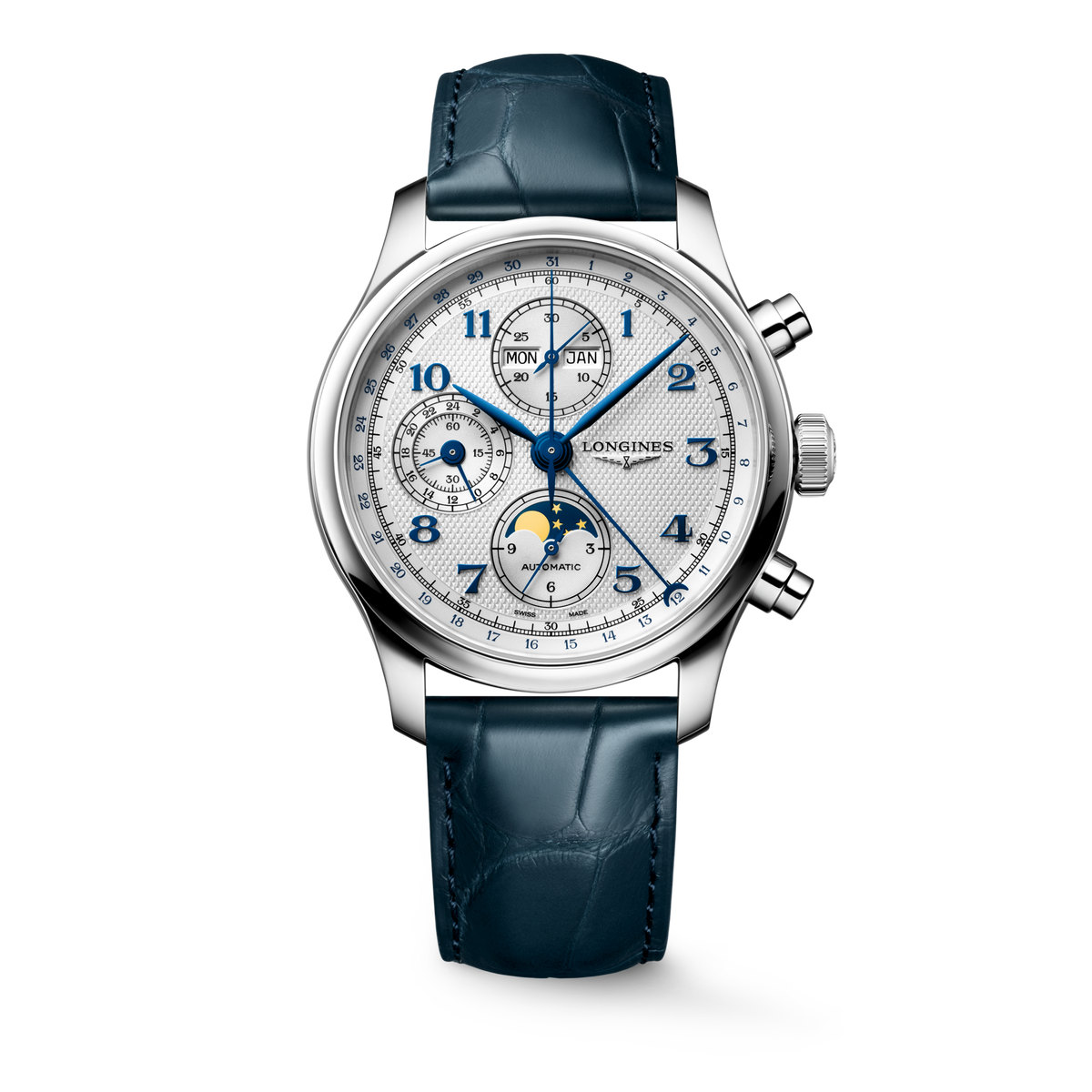 Longines Master Collection Chrono Moonphase L29624732 - 41mm stainless steel, silver barleycorn dial