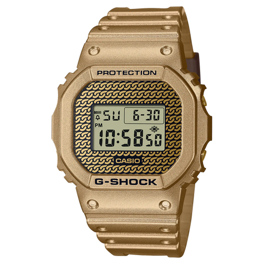 Casio G-Shock Hip Hop Gold Chain Watch With Interchangeable straps DWE-5600HG-1
