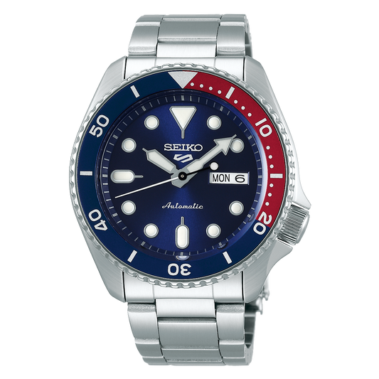 Seiko 5 Sports Full Stainless Steel Pepsi Bezel 42.5mm Automatic Watch SRPD53K1