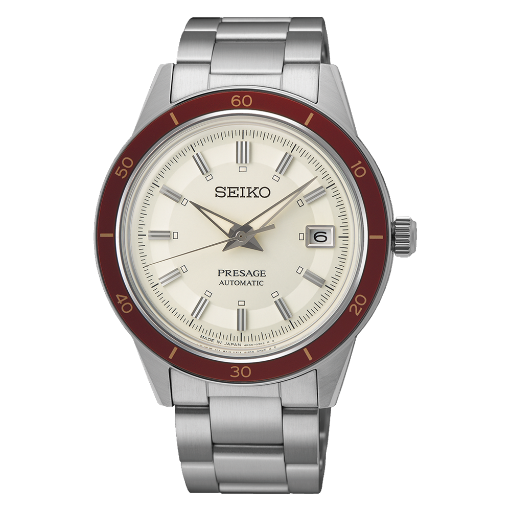 Seiko Presage 60's Style Ruby Automatic Ivory Dial SS 40.8 MM Watch - SRPH93J1