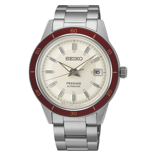 Seiko Presage 60's Style Ruby Automatic Ivory Dial SS 40.8 MM Watch - SRPH93J1