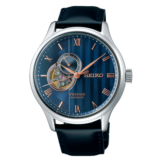 Seiko Presage Zen Garden Sakura By Night Open Heart 41.8 MM SS Watch SSA421J1