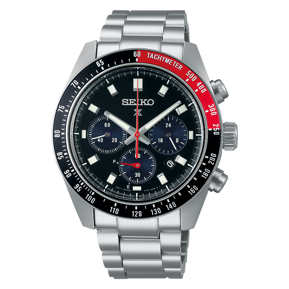 Seiko Prospex Speedtimer 41.4 MM Solar SS Black Dial Watch - SSC915P1