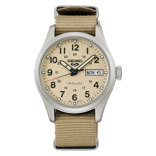 Seiko 5 Sports Field Sports Style Automatic 36.4 MM Beige Watch SRPJ83K1