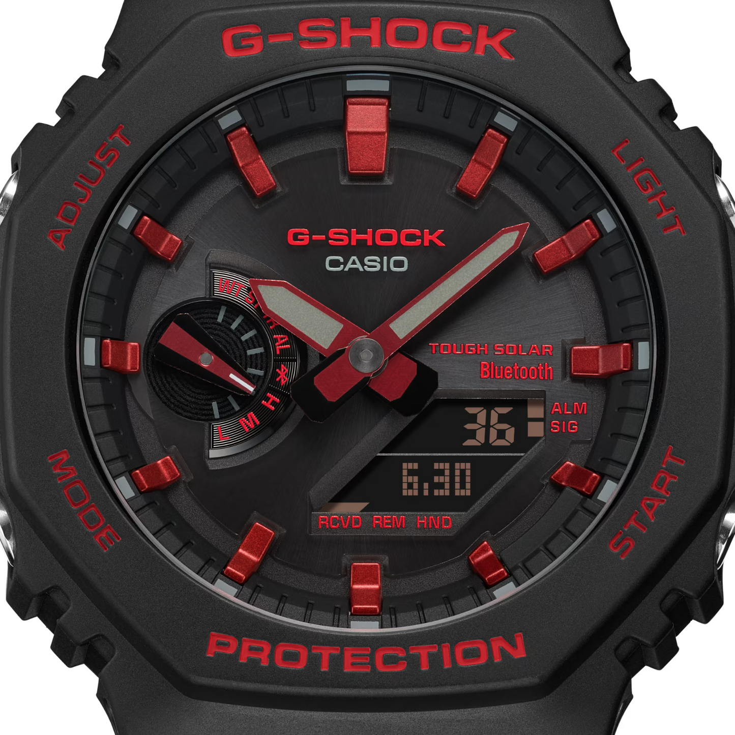 Casio G-Shock Analog Digital Black Resin With Red Accents Watch - GA-B2100BNR-1