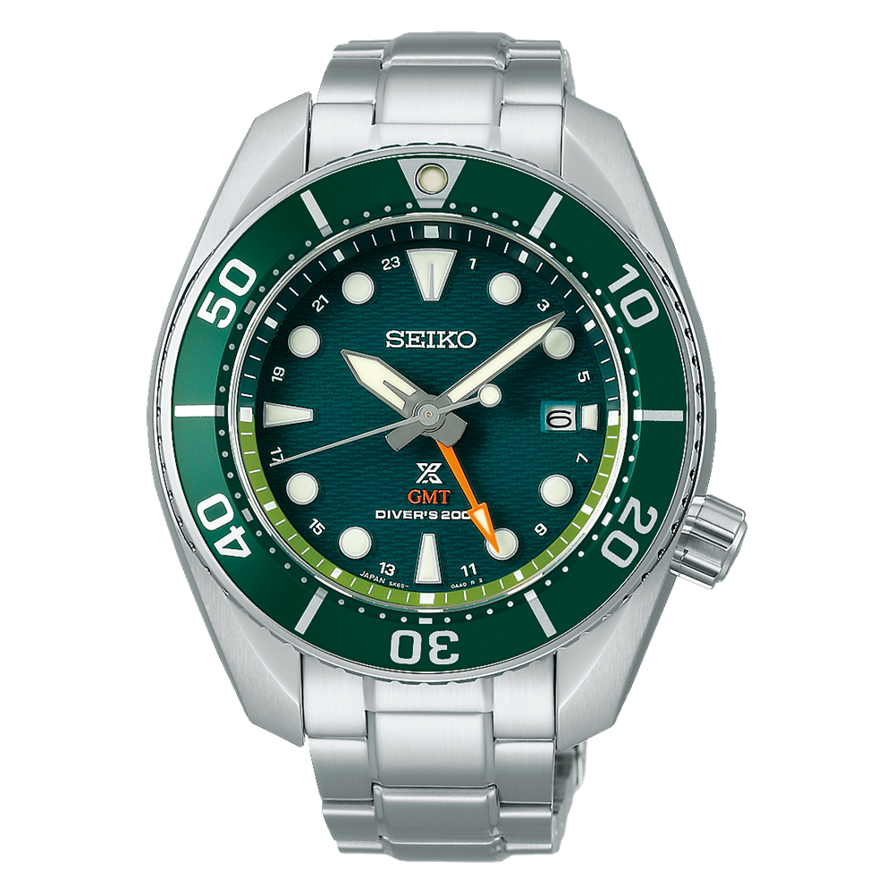 Seiko Prospex Sea SUMO Solar GMT Diver SS Green Dial Watch SFK003J1