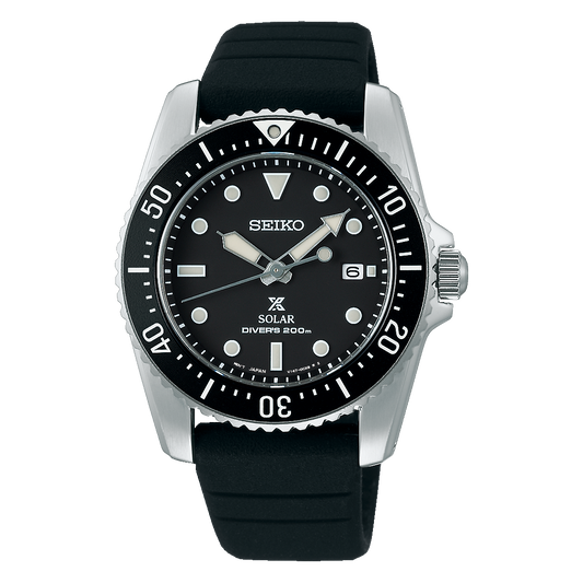 Seiko Prospex Compact Solar Diver 38.5 MM SS Black Dial Watch SNE573P1