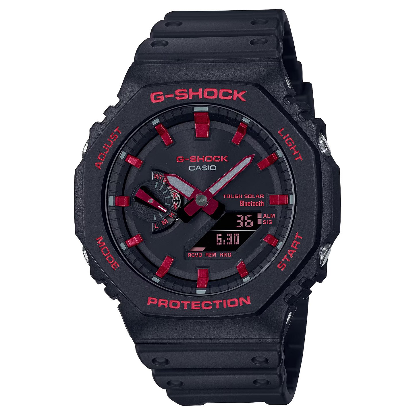 Casio G-Shock Analog Digital Black Resin With Red Accents Watch - GA-B2100BNR-1