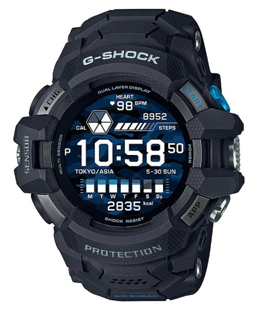 Casio G-Shock G-Squad Pro Black Resin Blue Accents Smartwatch - GSW-H1000-1