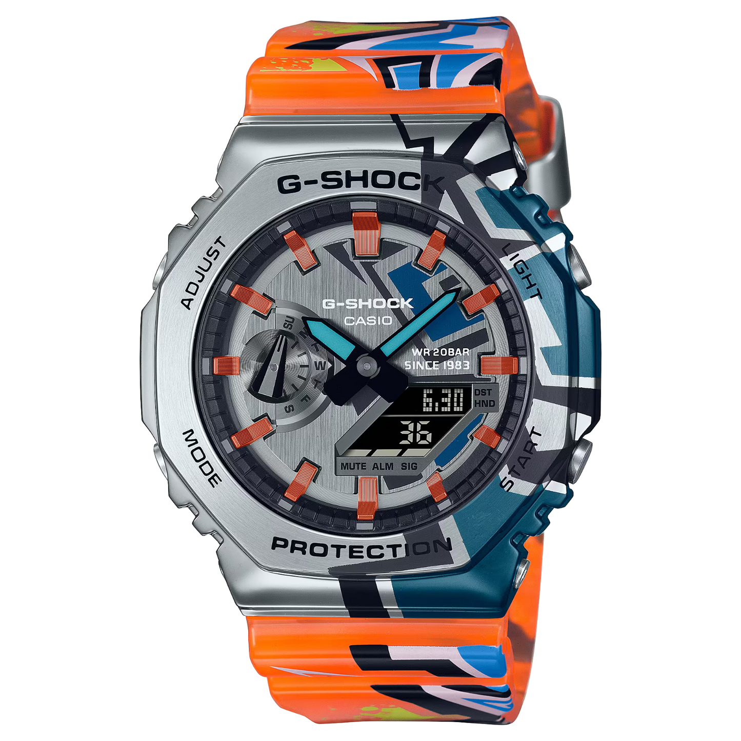 Casio G-Shock Analog Digital Grafiti SS Resin Band Watch - GM-2100SS-1