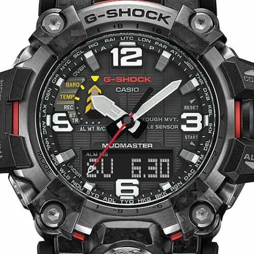 Casio G-Shock Mudmaster Tough Solar Black Red Carbon Core Watch - GWG-2000-1A3