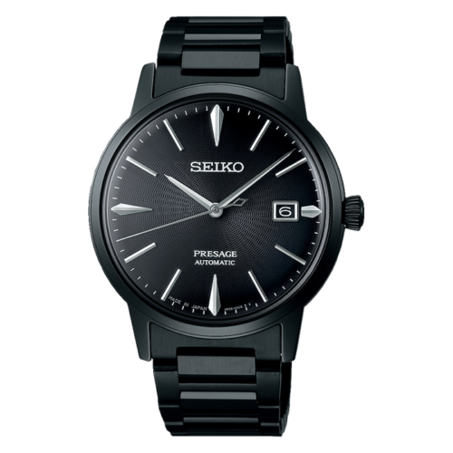 Seikp Presage Cocktail 39.5 MM Full Black IP Automatic SS Watch SRPJ15J1
