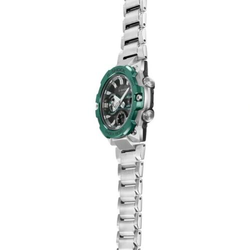 Casio G-Shock G-Steel Full Stainless Steel Green Bezel Watch - GST-B400CD-1A3