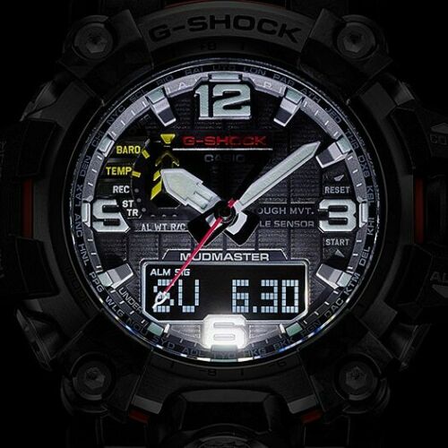 Casio G-Shock Mudmaster Tough Solar Black Red Carbon Core Watch - GWG-2000-1A3