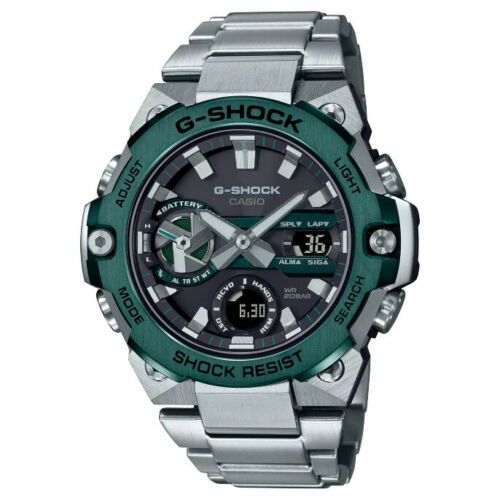 Casio G-Shock G-Steel Full Stainless Steel Green Bezel Watch - GST-B400CD-1A3